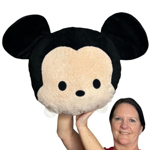 Genuine‎ Disney Store Mickey Mouse Head Pillow 15"x13" Plush Stuffed Animal Toy - Picture 1 of 3